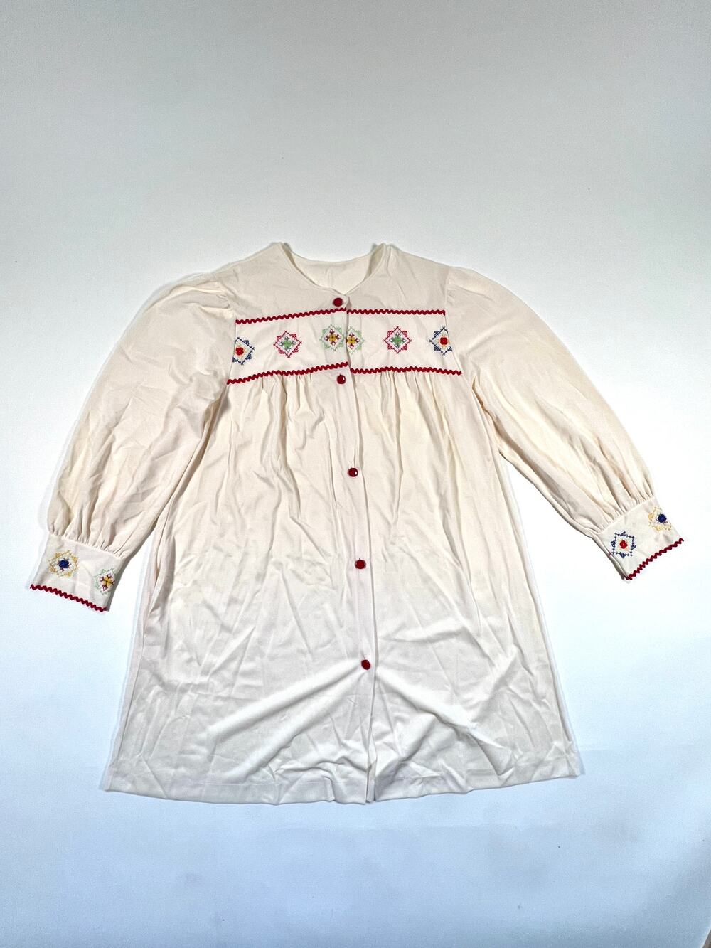 LORRAINE VINTAGE EMBROIDERED 100%NYLON DRESS SIZE S/M